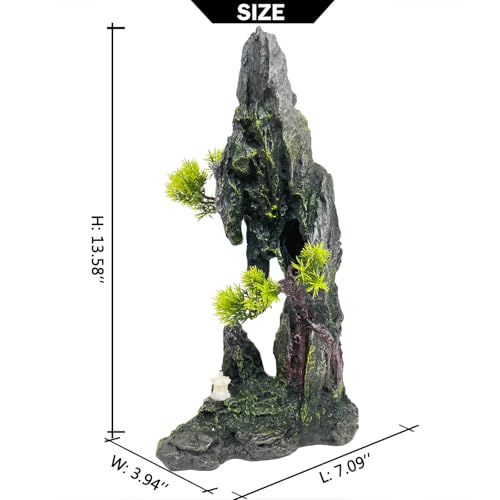 Tall Aquarium Mountain View Stone Decorations Aquarium Ornament Rock Cave Landscape Artificial Mountain Hill View Fish Tank Caves for Betta Hiding Reptile Aquarium Supply - color: Tall Cypress Mountain View