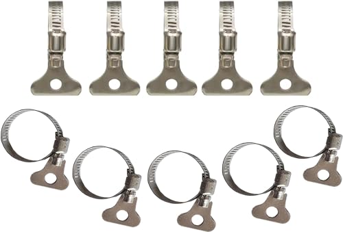 10-Pack 304 Stainless Steel Hose Clamps with Adjustable Thumb Screw, Key-Type Design, 8mm Bandwidth, Ideal for Plumbing, Automotive, and Machinery Applications (Size:19-29 mm(3/4"-1 1/8") - size: Size:19-29 mm(3/4"-1 1/8")