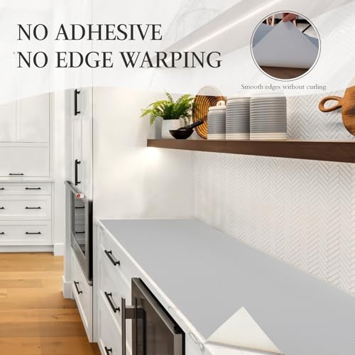 Beautysaid Shelf and Drawer Liner for Kitchen Cabinet, Non Adhesive Non Slip Shelf Paper Waterproof Washable Thickened for Dresser Pantry Shelve Bathroom Protector Liner(Light Grey,12 in x 20FT) - color: Light Grey, size: 12"W x 236"L