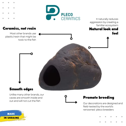 Cichlid Stone Decoration - Aquarium cave for Cichlids, Betta, Small Fish - Fish Tank Hideway Decor - Betta Toys Hideout Stones House (Magma Stone Small)
