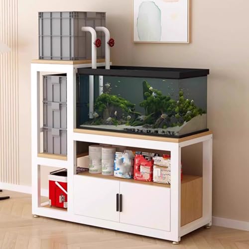 Fish Tank Stand,Walnut Aquarium Stand with Storage, Sturdy Steel Frame for Turtle & Terrarium, Non-Slip Pads, 150cm/59.1in, Ideal for Living Room/Office Use - color: Walnut, size: 150cm/59.1in
