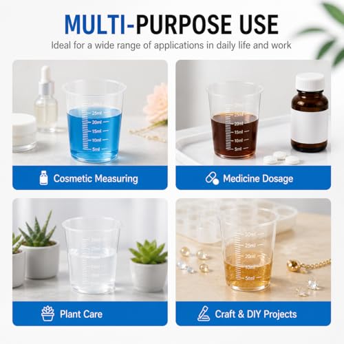 10pcs 30ml Plastic Liquid Measuring Cups Transparent Clear Plastic Graduated Kitchen Cooking Medicine Measure Tool - size: 10 Count, 30 ml