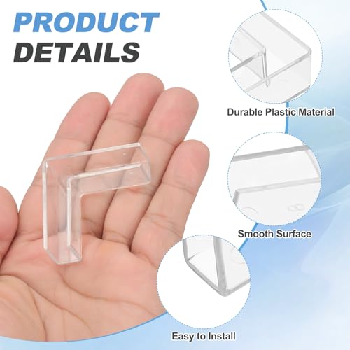 uxcell 12Pcs Plastic Glass Connector, Suitable for 8mm Thick l Shaped Glass to Glass Clamp, Fixing Bracket Rimless Clip Holder for Aquarium Fish Tank Display Shelves, Transparent - color: Transparent, size: 8mm