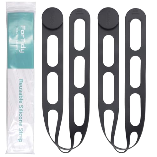 FORTIDY Silicone Latch Strap for Slow Cooker Lid, Pot, Bento Box, Patented Design Reusable Elastic Self-Lock Silicone Tie for securing cookwares or Organizing Cords, Mats, 21.65 in, 2pcs (Gray&Gray) - color: Gray&Gray