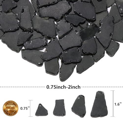 QYGL Sea Glass for Crafts - 14oz Black Frosted Seaglass Pieces - Vase Filler and Aquarium Ornament, DIY Craft Supplies for Art, Beach Weddings, and Home Decor - color: Black