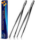 JETKONG 2 Pcs 12-Inch Food Tweezer Tongs, Stainless Steel Kitchen Tweezer Cooking Tweezers (Black) - color: Black, size: 12+12 Inch