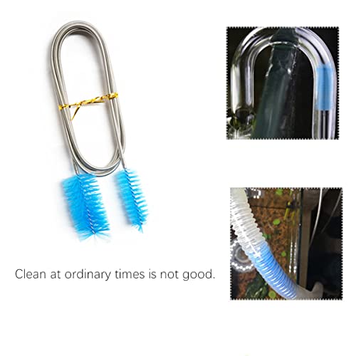 Aquarium Filter Hose Brush, Stainless Steel Long Tube Cleaning Brush, Nylon Tube Brush for Fish Tank, Home Kitchen, Glasses Drinking Straws