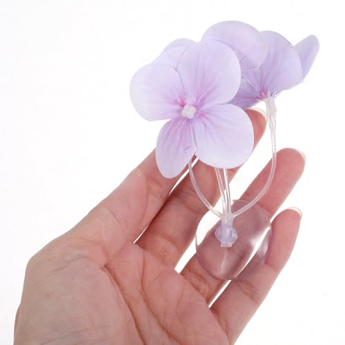 Kisangel Realistic Aquarium Plastic Plants 3.34X2.95X2.75In Artificial Pond Plants Fish Tank Decorations for Betta Fish Tank Accessories Easy to Clean Durable - color: Violet
