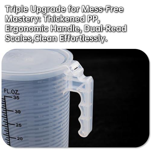 Measuring cups 35oz (1000 mL), Plastic, Multipurpose - Great for Chemicals, Oil, Pool and Gardening - Ounce (oz) and Milliliter (mL)