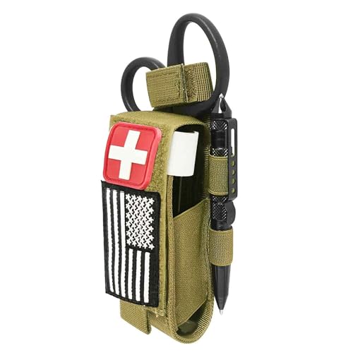Upgrade 1000D Laser Cut Molle Tourniquet Holder, Heavy Duty Tactical Molle Tourniquet Pouch Holder - color: Pouch-Tan