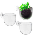 Uenhoy 3 Pcs Plastic Aquatic Plant Pots, Aquarium Plant Pots with Suction Cups, Acrylic Aquarium Planter, Red Shrimp Live Plant Fish Tank Holder