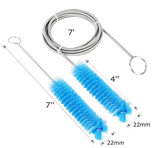 CPAP Tube Cleaning Brush-7 Feet Flexible + 7 Inches Handy Stainless Steel Wire Bristle Brush- Fits for Standard 22mm Diameter Tubing (Blue)