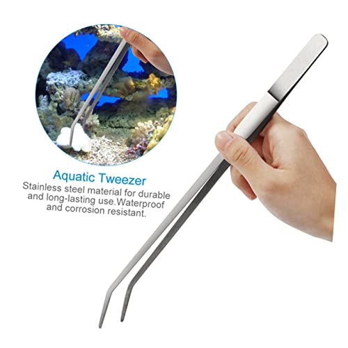 Stainless Steel Aquarium Plant Tweezers Set 4PCS Aquatic Tools Scissors and Spatula for Aquascaping for Fish Tank Maintenance and Plant Arrangement