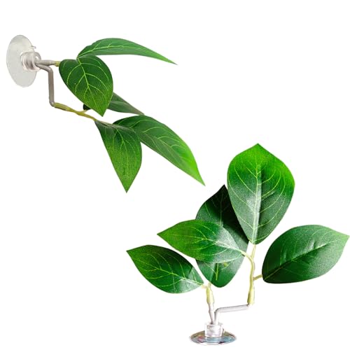 Fish Leaf Pad Fish Tank Accessories Aquarium Décor Simulating 2 pcs Adjustable Plastic Plants Betta Natural Habitat Playing Spawn Breed Rest Bed with Suction Cup Multi Leaf Design (2)