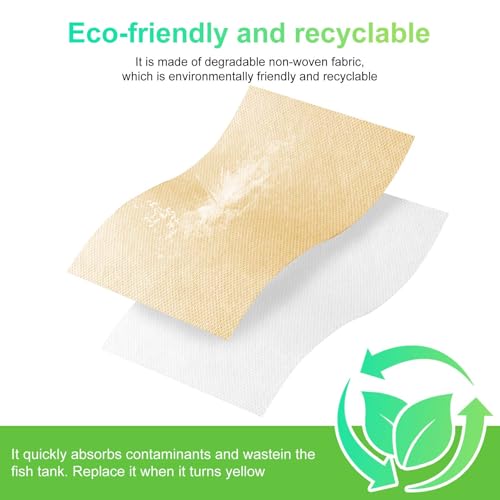 Aquarium Filter Sheets for Water Filtration, Universal Fit for Most Standard Filters, Helps Reduce Cloudiness and Yellow/Green Tint, Safe for Freshwater and Saltwater Tanks (100)