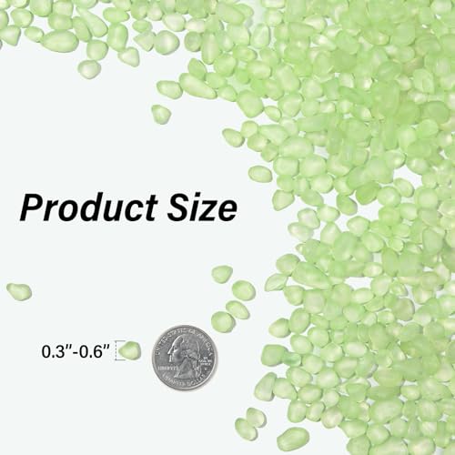 QEQEKAKA Sea Glass Stones for Crafts About 1LB (405g/14.28oz) Glass Pebbles Gemstones Bulk for Beaching Wedding DIY Decoration Aquarium Turtle Tank Vase Filler - color: Fluorescent Green, size: 1LB (405g/14.28oz)