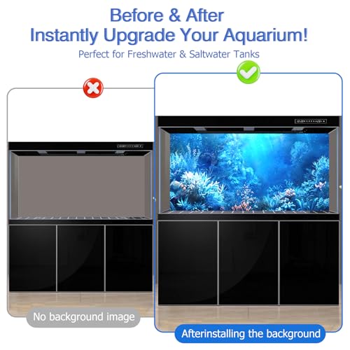 Aquarium Background & Fish Tank Background – Ultra HD Static Cling, No Tape, No Residue, Vibrant Underwater Scenery for Stunning Aquarium Decorations, Blue Ocean Theme 17.7 X 47.2 Inches - color: Blue Ocean, size: 17.7 X 47.2 Inches