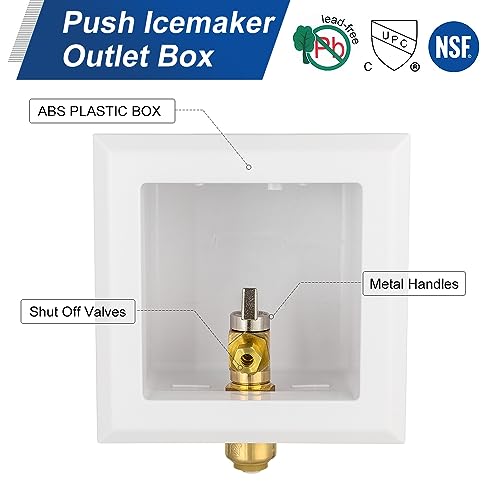 EFIELD Universal Ice Maker Box,1/2-Inch Push fit Inlet Connection with Installed 1/4-Turn Ball Valve (Regular),(IM029) - size: without Arrestor, style: Push Fit