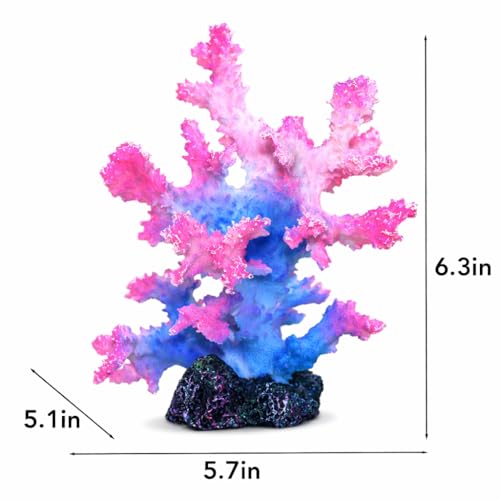 Polyresin Coral Ornament for Fish Tank Decorations,Aquarium Landscape Decor - Safe for Saltwater & Freshwater,Blue&Pink - color: Blue&pink