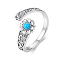 Chunky Rings for Women Statement Adjustable Pearl Ring Turquoise Spoon Ring Sunflower Dainty Open Ring Non Tarnish Unique Jewelry Gift - color: Turquoise Sunflower