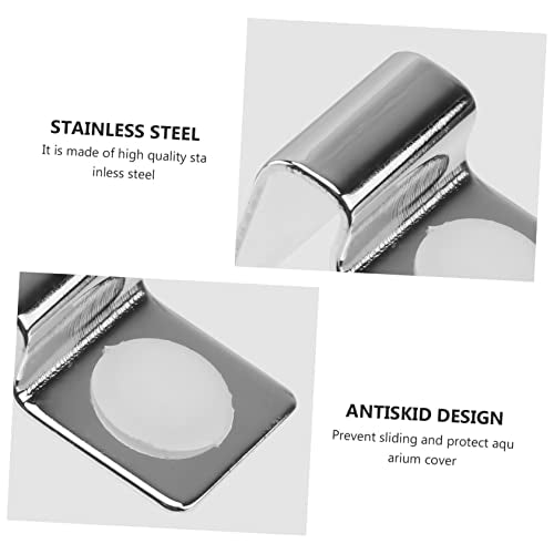 Stainless Steel Fish Tank Cover Brackets 4Pcs Aquarium Lid Clips Secure Support for 5mm Glass Aquarium Lid Fish Tank Accessories