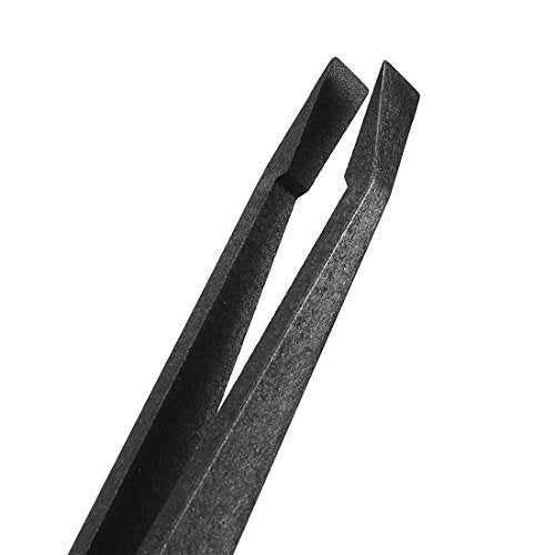uxcell Plastic Anti-static Tweezers, Precision Slant Flat Tip for Jewelry Craft DIY Beauty Electronics Repair Tool Black 93301 - style: Slant Flat Tip