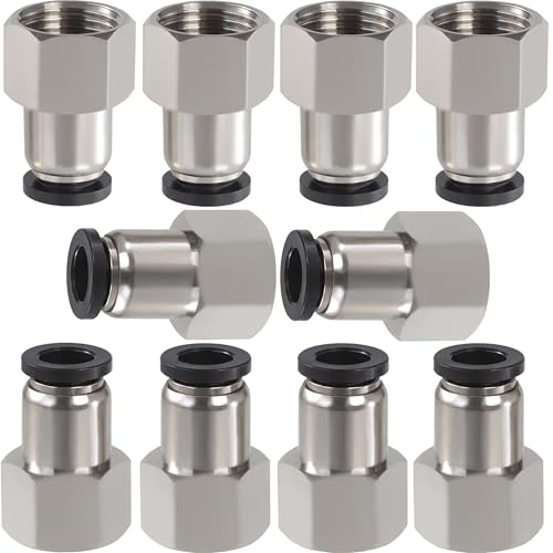 1/4 Air hose fittings, Push to Connect Air fittings Female Straight 1/4 Inch Tube OD x 1/4 NPT Thread Fitting (Pack of 10) - size: OD 1/4 - NPT 1/4, style: Female thread