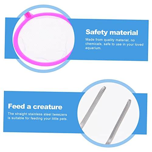 7pcs Aquarium Cleaning Tools Set Stainless Steel Aquascaping Tweezers Fish Tank Brush and Net for Easy Maintenance and Care of Aquatic Plants and Fish Random Color
