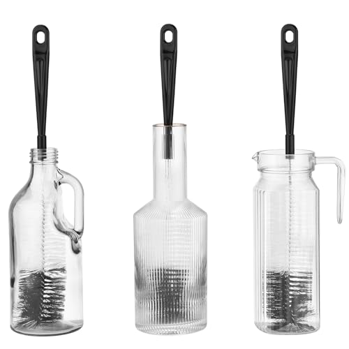 ALINK 3-Pack Long Black Bottle Cleaning Brush for Narrow Neck Beer/Wine/Flask/Thermos/Sport Well, Brewing Bottle Cleaner, 16 Inches - color: Black