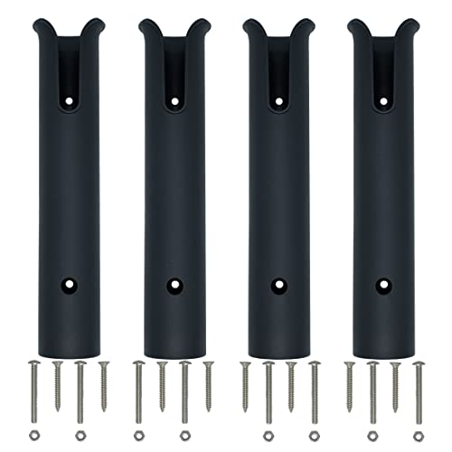 Fishing Rod Holder Racks Bracket Wall Mounted Boat Side Mount Tool Holder Tube Links with Screws 2/4/6 Pole Tube (4-Tube Black) - color: 4-TUBE Black