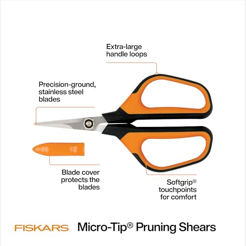 Fiskars Comfort Loop Pruning Snips, Garden Gifts for Women, Extra Large SoftGrip Handle, Yard and Garden Tools 7", Orange/Black - style: Pruning Shears (Comfort Loop Handles)