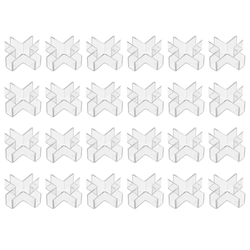 uxcell 24Pcs Plastic Glass Connector, Suitable for 8mm Thick Cross Shaped Glass to Glass Clamp, Fixing Bracket Rimless Clip Holder for Aquarium Fish Tank Display Shelves, Transparent - color: Transparent, size: 8mm