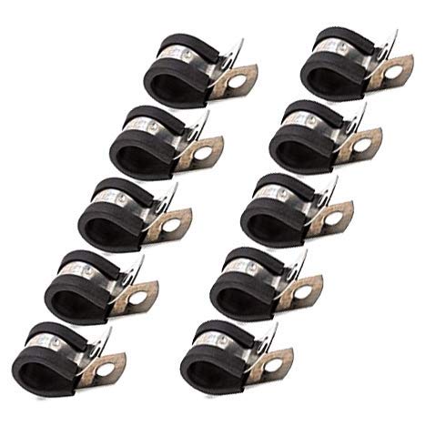 1/4 Fuel Line Tubing Mounting Clamps Stainless Steel 304 Cable Clamp Hardware Rubber Cushioned Insulated Metal Clamp Tube Holder for Tube Pipe or Wire Cord Installation Pack of 10 pcs - size: 1/4