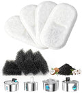 Cat Water Fountain Filter Replacement: 4 Carbon Filters & 4 Foam Sponges Kitty Spout Pump Filters for 108Oz/3.2L & 67Oz/2L Stainless Steel Pet Water Dispenser Cat Dog
