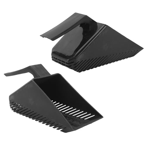 Plastic Gravel Scoop, Aquarium Sand Shovel with Slats for Filtering, Rounded Corner Tool for Tanks & Gardens, Black