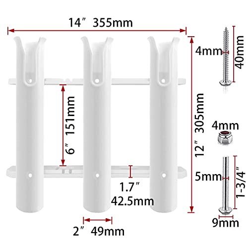 ISURE MARINE Fishing Rod Holder Bracket Wall Mounted Boat Side Mount Tool Holder Tube Links with Screws 2/3/4/6 Pole Tube (White/Black) - color: 3-Link White