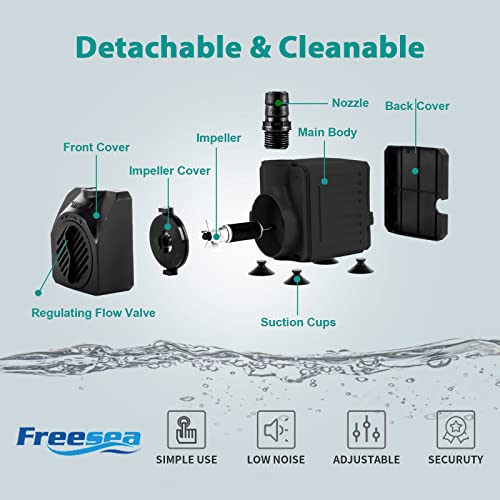 Aquarium Submersible Fountain Pump: 30W 550GPH Adjustable Quiet Water Pumps with 7.2ft High Lift for Small Pond | Waterfall | Outdoor | Statuary | Hydroponic (550GPH) - size: 550GPH 30Watt