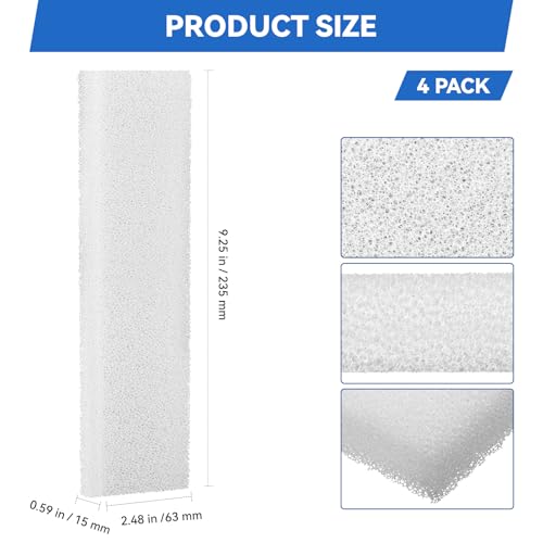 Aquarium Filter Bio Foam Pads Compatible with Fluval U4 Underwater Filter, A488 Replacement Filter Foam for Fish Tank, Filter Sponge Media for Freshwater and Saltwater Tanks, 4 Pack