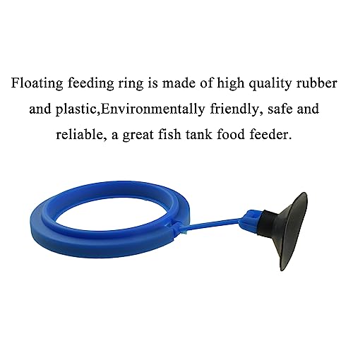 2Pcs Fish Feeding Rings Blue Round Floating Food Feeder Circle with Suction Cup for Fishes Tank Aquarium Turtle Betta Goldfish Small Fish Feeding Accessories Floating Plant Duckweed Ring - color: Blue, size: Round-2Pcs