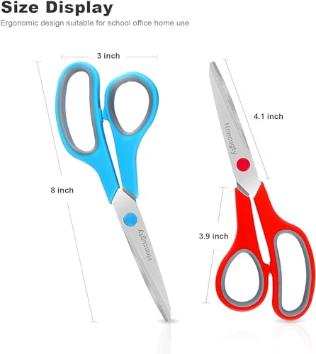 Scissors, Hnncugty 8" Scissors All Purpose Bulk Set of 18-Pack, Sharp Shears for Office Home Craft Sewing Fabric, High/Middle School Supplies Student Teacher Supplies, Comfort Grip Right/Left Handed - color: 18 Pack Multicolor