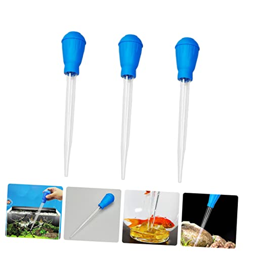 3pcs Aquarium Dropper Cleaner for Fish Tank Maintenance Convenient Manual Water Changer Fine Workmanship for Gravel Cleaning and Feeding - color: Blue, size: 46x5cm