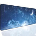 Blue Sky Stars Moon Desk Pad Mouse Pad,Large XL Meteor Showers Mouse Mat with Stitched Edges,Non-Slip Rubber Base Mousepad for Office PC Keyboard Laptop and Home Work Desk Mat(27.5X11.8 in) - color: blue sky stars moon