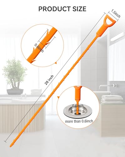Drain Snake Clog Remover Tool, 3 Plastic (20 Inches) and 1 Stainless Drain Snakes (33 Inches) Included, Effectively Clean Hair and Other Clog for Toilet, Kitchen Sink, Bathroom Tub - style: 33 IN