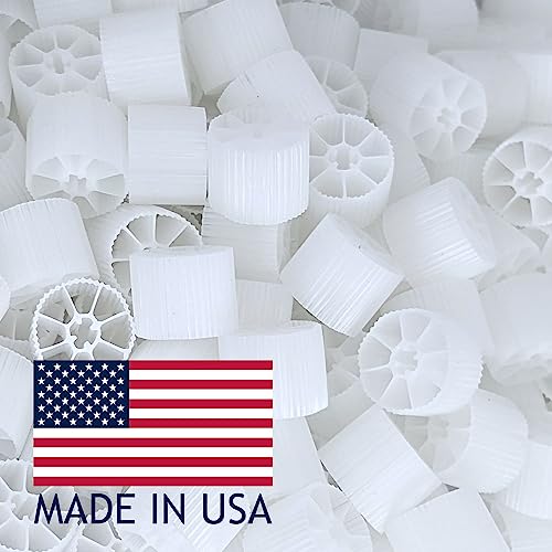 Moving Bed Bio Filter Media - 20mm, White, for Koi Ponds, Aquariums, Aquaculture, Aquaponics (100 pcs)