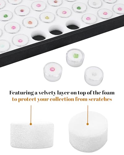 Novel Box Gem Jars 36 Medium Size Gemstone tray | White Tray Foam Sheet 14.5X7.8X0.75 | Jewelry Display Rock Storage Box Insert | Gemstone display Trays for Collectibles - color: White Foam Liner With 36 Gem Jars