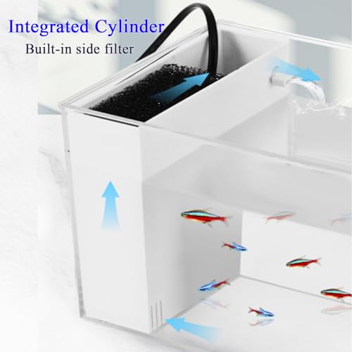 Mini Fish Tank Betta Aquarium Starter Kits Multifunctional Desktop LED Aquarium with Switch Button White, 1 Gallon - color: Pale white