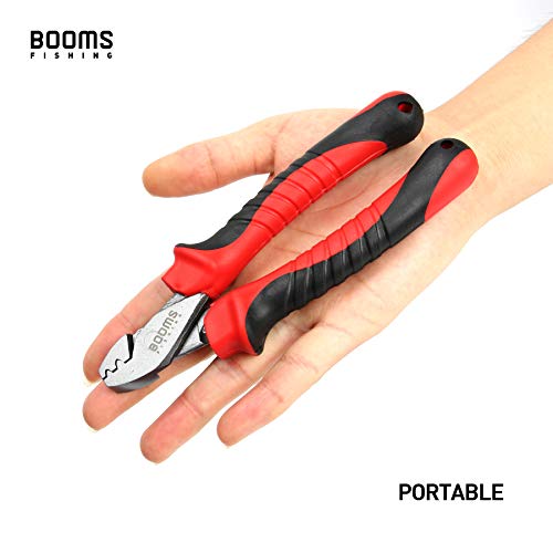 Booms Fishing CP2 Fishing Crimping Tool for Single-Barrel Sleeves, with 300pcs Sleeves - style: Red Crimping Pliers with 300pcs Sleeves