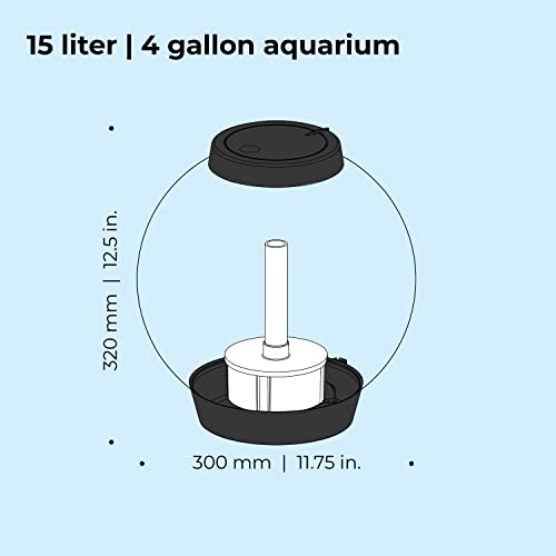 biOrb Classic 15 Acrylic 4-Gallon Aquarium with Multi-Color Remote-Controlled LED Lights Modern Compact Tank for Tabletop or Desktop Display, Black - color: Black, size: 4 Gallon, style: MCR Lighting