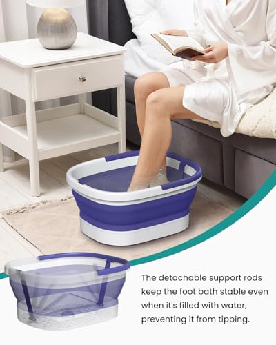 Nekteck Foot Soaking Tub Collapsible Bucket for Foot Bath Soak Tub, Feet Basin Soaker with 138 Acupressure Nodes and Pumice Stone for Feet Health Foot Spa, Gifts for Men Women Dad Mom, Purple - color: Purple