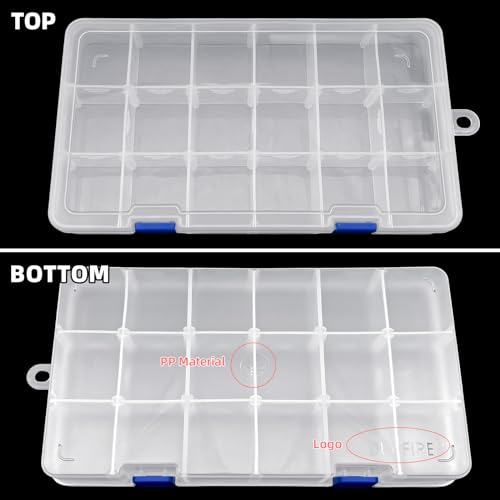 DUOFIRE Bead Organizer Tackle Box Organizers and Storage Clear Plastic Storage Box Craft Organizers and Storage Adjustable Divider for Beads,Jewelry, Fishing Tackle(18 Grids, White X 1) - color: White, size: 18Grid-1pc